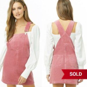 Pink corduroy overall dress